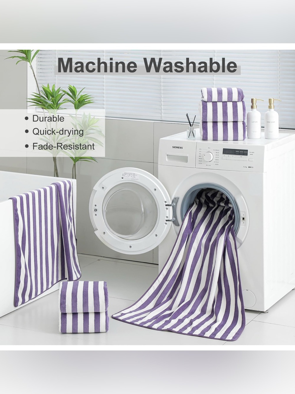 20Piece Striped Bath Towel Set -Highly Absorbent 4Bath Towels, 4Hand Towels, 12W